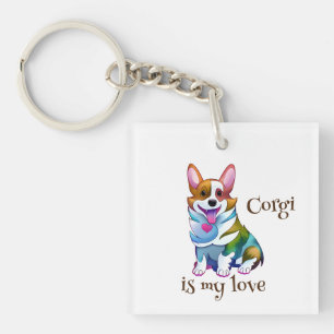 Cute Oranje corgi voor een positieve stemming Sleutelhanger