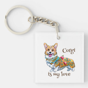 Cute Oranje corgi voor een positieve stemming Sleutelhanger