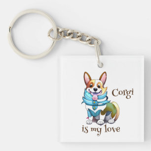 Cute Oranje corgi voor een positieve stemming Sleutelhanger