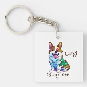 Cute Oranje corgi voor een positieve stemming Sleutelhanger