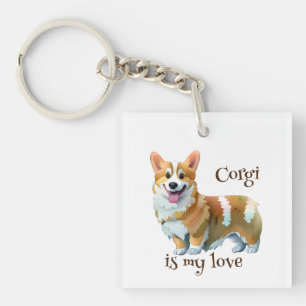 Cute Oranje corgi voor een positieve stemming Sleutelhanger
