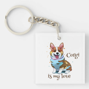 Cute Oranje corgi voor een positieve stemming Sleutelhanger