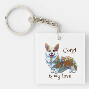 Cute Oranje corgi voor een positieve stemming Sleutelhanger