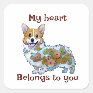 Cute Oranje corgi voor een positieve stemming Vierkante Sticker