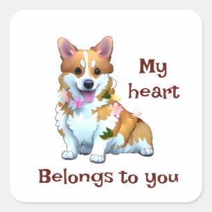 Cute Oranje corgi voor een positieve stemming Vierkante Sticker