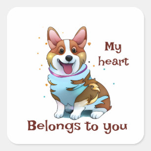Cute Oranje corgi voor een positieve stemming Vierkante Sticker