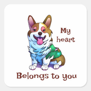 Cute Oranje corgi voor een positieve stemming Vierkante Sticker