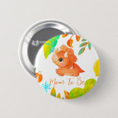 Cute Oranje Dinosaur Mam om Button te zijn (Voorkant /achterkant)