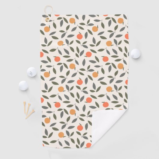 Cute Oranje en Leaves Pattern Golfhanddoek (Insitu)
