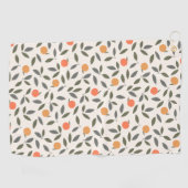 Cute Oranje en Leaves Pattern Golfhanddoek (Horizontaal)