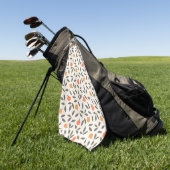 Cute Oranje en Leaves Pattern Golfhanddoek (Groen)
