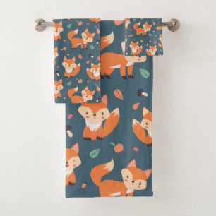 Cute Oranje Fox Animal Pattern Bad Handdoek