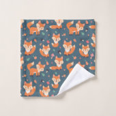 Cute Oranje Fox Animal Pattern Bad Handdoek (Wasdoekje)