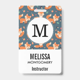 Cute Oranje Fox Animal Pattern Badge