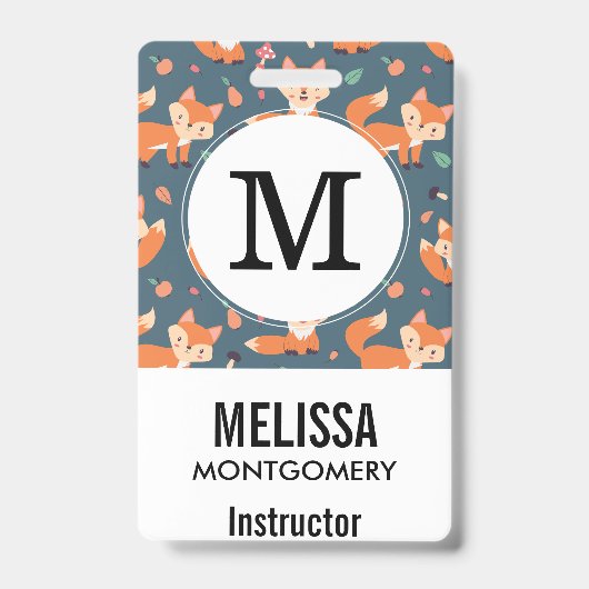 Cute Oranje Fox Animal Pattern Badge (Front)