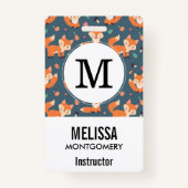 Cute Oranje Fox Animal Pattern Badge (Achterkant)