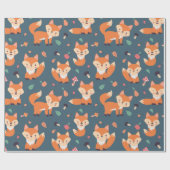 Cute Oranje Fox Animal Pattern Cadeaupapier (Vlak)