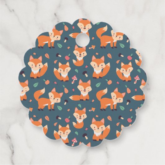 Cute Oranje Fox Animal Pattern Hartelijk dank Bedankjes Labels (Achterkant)