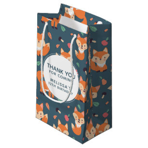 Cute Oranje Fox Animal Pattern Hartelijk dank Klein Cadeauzakje