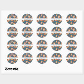 Cute Oranje Fox Animal Pattern Hartelijk dank Ronde Sticker (Vel)