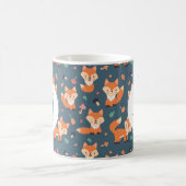Cute Oranje Fox Animal Pattern Monogram Koffiemok (Center)