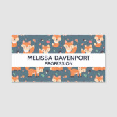 Cute Oranje Fox Animal Pattern Naamplaatje (Voorkant)