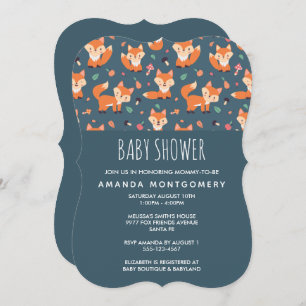 Cute Oranje Fox Pattern Baby shower Kaart