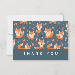 Cute Oranje Fox Pattern Hartelijk dank Bedankkaart