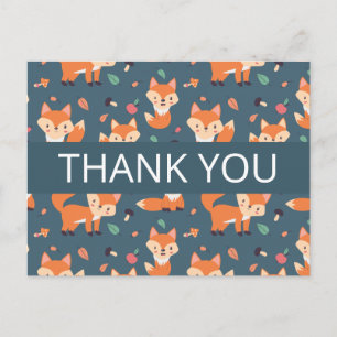Cute Oranje Fox Pattern Hartelijk dank Briefkaart