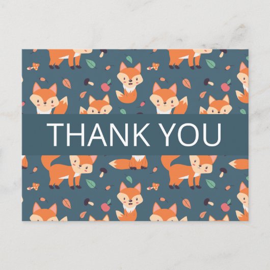 Cute Oranje Fox Pattern Hartelijk dank Briefkaart (Voorkant)