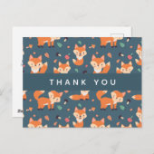 Cute Oranje Fox Pattern Hartelijk dank Briefkaart (Voorkant / Achterkant)