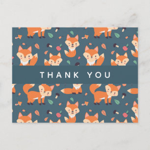 Cute Oranje Fox Pattern Hartelijk dank Briefkaart