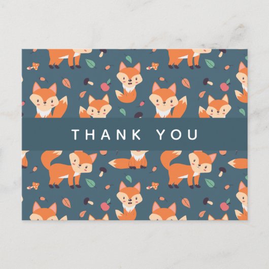 Cute Oranje Fox Pattern Hartelijk dank Briefkaart (Voorkant)