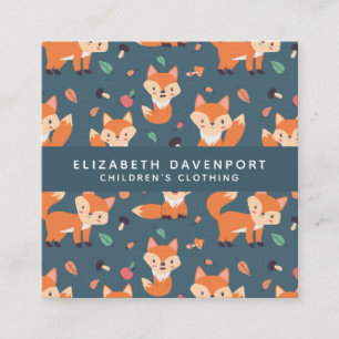 Cute Oranje Fox Pattern Illustratie Vierkante Visitekaartje