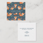 Cute Oranje Fox Pattern Illustratie Vierkante Visitekaartje (Voorkant / Achterkant)