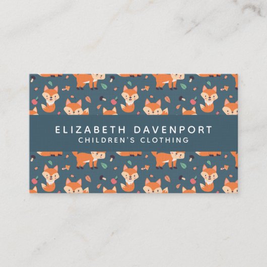 Cute Oranje Fox Pattern Illustratie Visitekaartje (Voorkant)