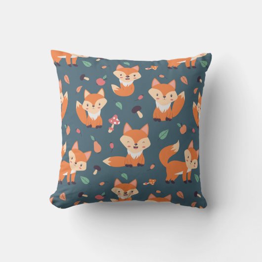 Cute Oranje Fox Pattern Kussen (Voorkant)