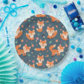 Cute Oranje Fox Pattern Papieren Bordje (Feest)