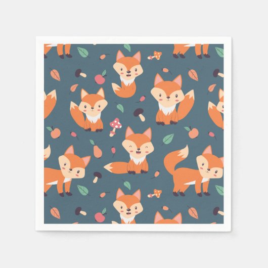 Cute Oranje Fox Pattern Servet (Voorkant)