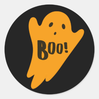 Cute oranje geest BOO klassiek halloween Ronde Sticker