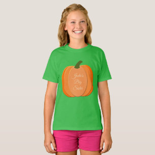 Cute Oranje Gender Neutral Pumpkin Big Sister T-shirt