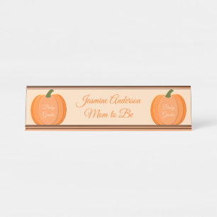 Cute Oranje Gender Neutral Pumpkin Custom Bureau Naambordje