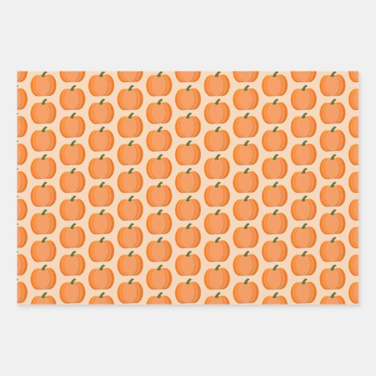 Cute Oranje Gender Neutral Pumpkin Custom Pattern Inpakpapier Vel (Voorkant 3)