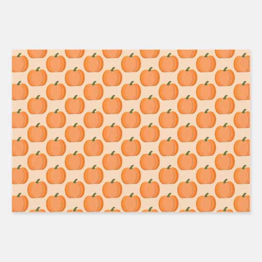 Cute Oranje Gender Neutral Pumpkin Custom Pattern Inpakpapier Vel (Voorkant)