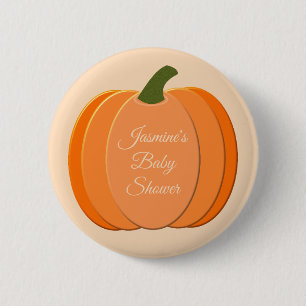 Cute Oranje Geslacht Neutrale Pompoen Baby Shower Ronde Button 5,7 Cm