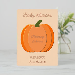 Cute Oranje Geslachtsonafhankelijke Pompoen Baby S Folie Feestdagenkaart
