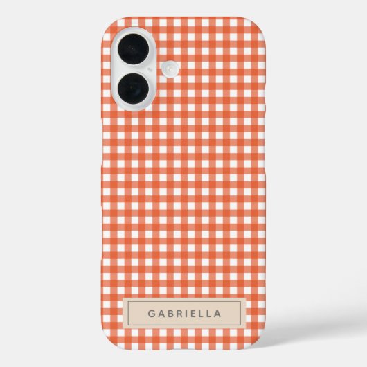 Cute  Oranje Gingham Pset Persoonlijk Case-Mate iPhone Case (Achterkant)