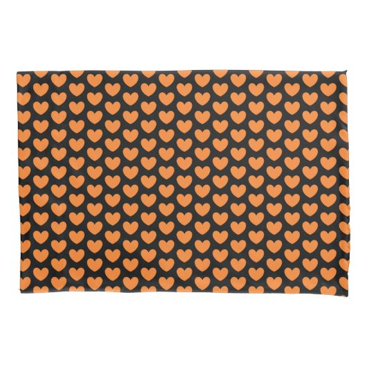 Cute Oranje Hearts Pattern Omkeerbaar Kussensloop (Voorkant-Links)