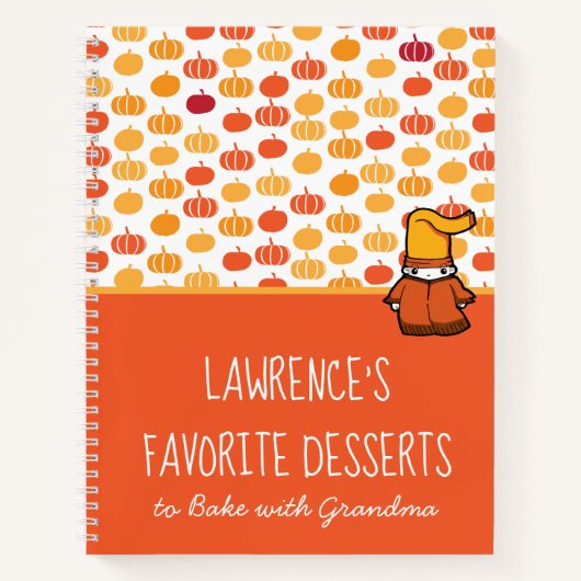 Cute Oranje Kawaii Pumpkin Pattern Kinder Recipe Notitieboek (Voorkant)