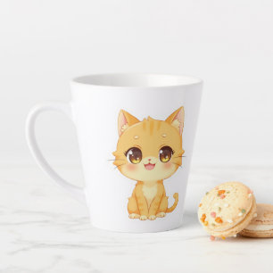 Cute Oranje Kitten Latte Mok